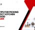 Modern kitchen featuring a stainless steel rangehood and gas stove. Text overlay reads 'Expert Tips for Picking the Perfect Kitchen Rangehood in Adelaide' with Trigger Appliances logo