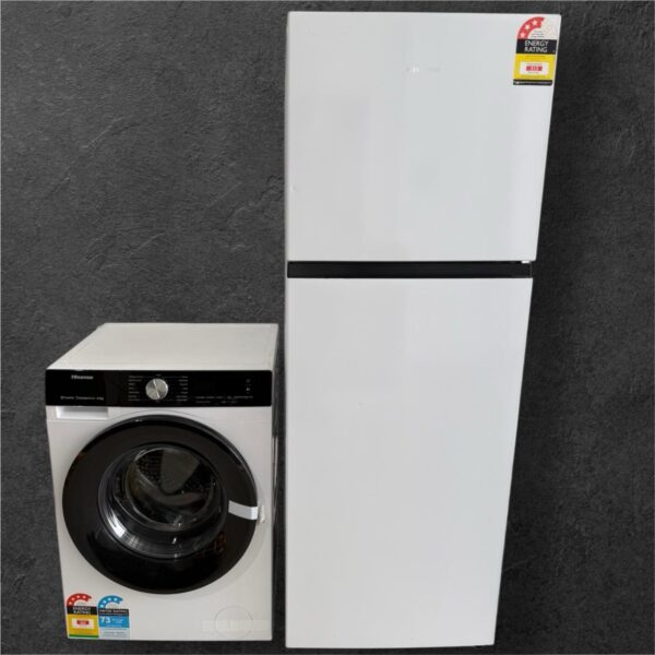 HISENSE 326LITRES FRIDGE & HISENSE 8.5KG WASHING MACHINE