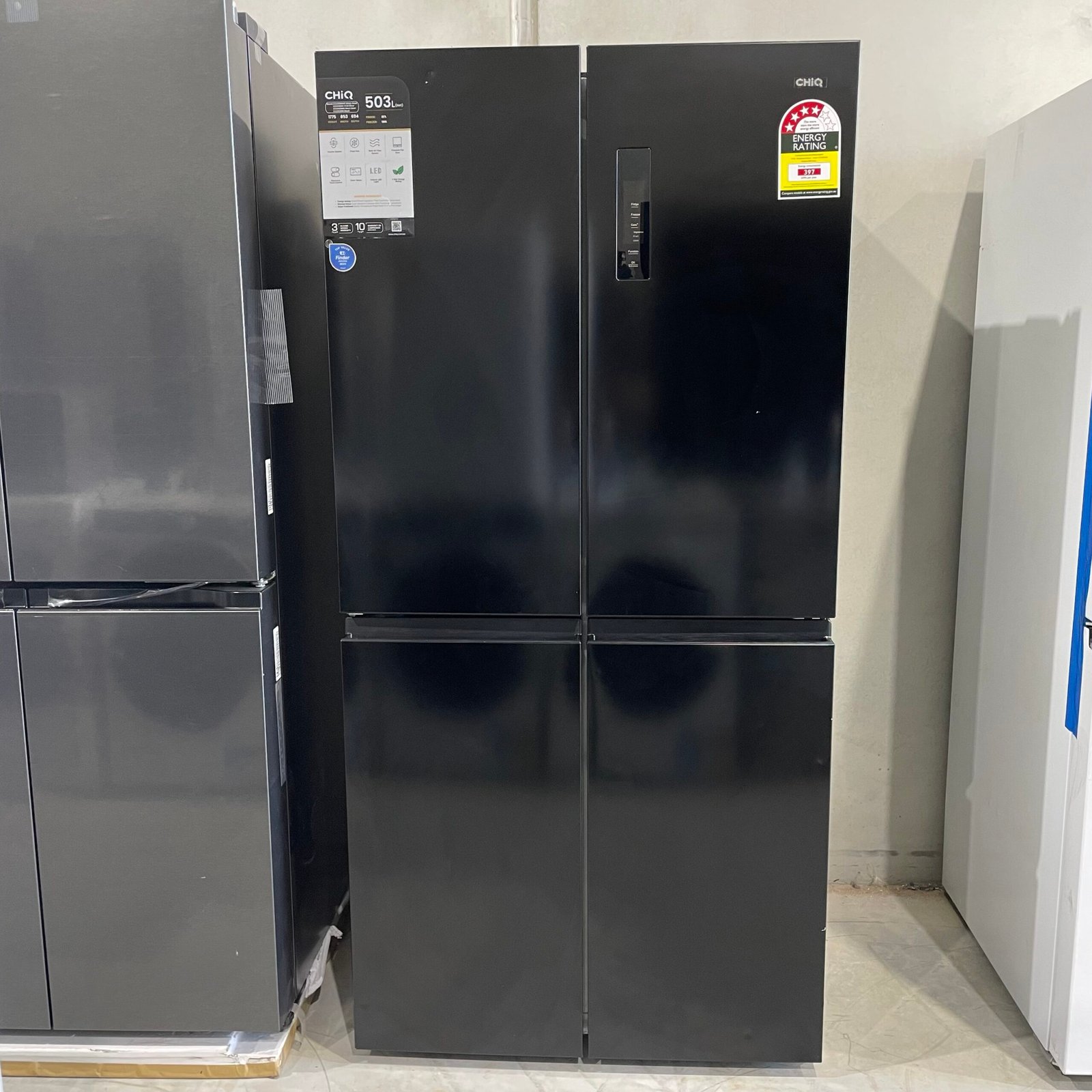 img_2509 CHiQ 503L Quad Door Fridge Used- Black Steel - Image 1