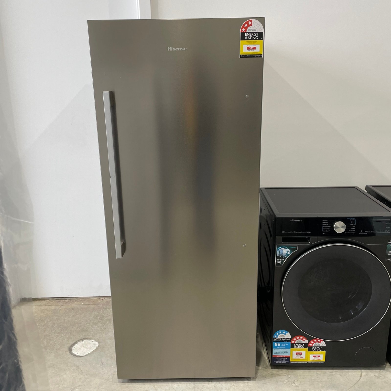 img_4721 Hisense 384L Single Door Hybrid Vertical Freezer - Stainless Steel - Image 1